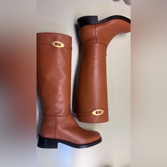 VITTORIO VIRGILI MADE IN ITALY Tan Leather Combat Moto Boots with Gold Accent - Picture 5 of 6